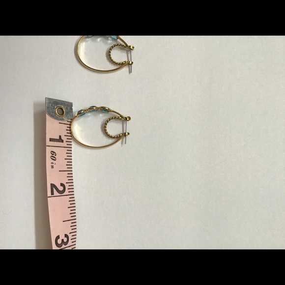 Blue Topaz triple stone hoop earrings - Picture 6 of 6